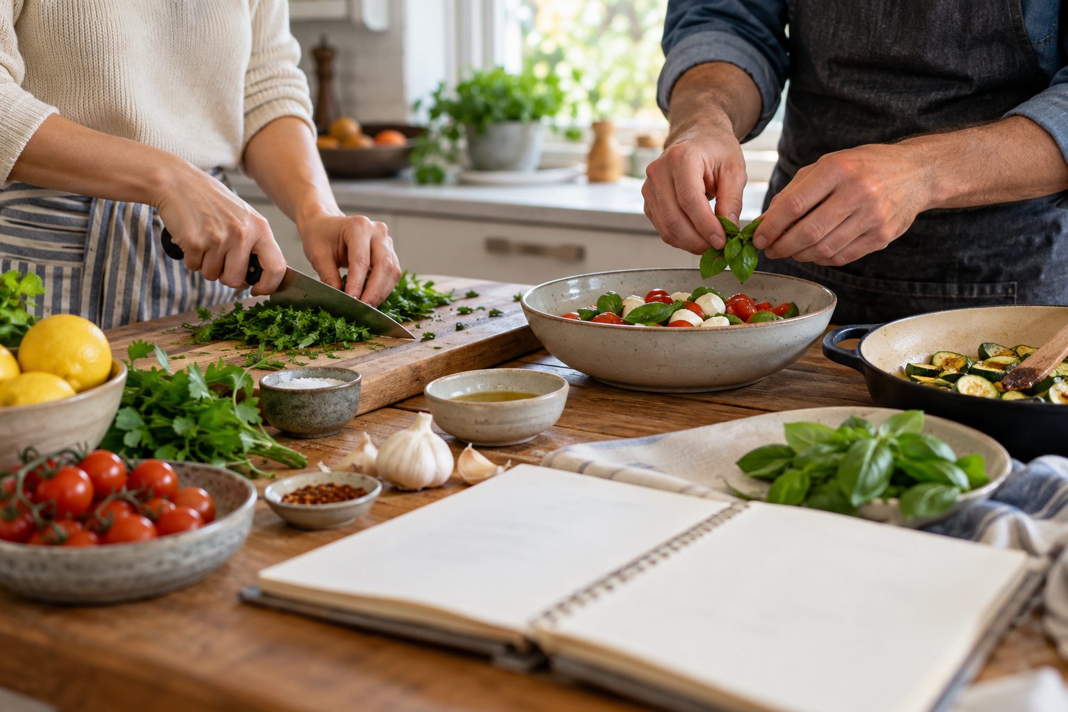料理をしながら英語を使う滞在中の学びのイメージ